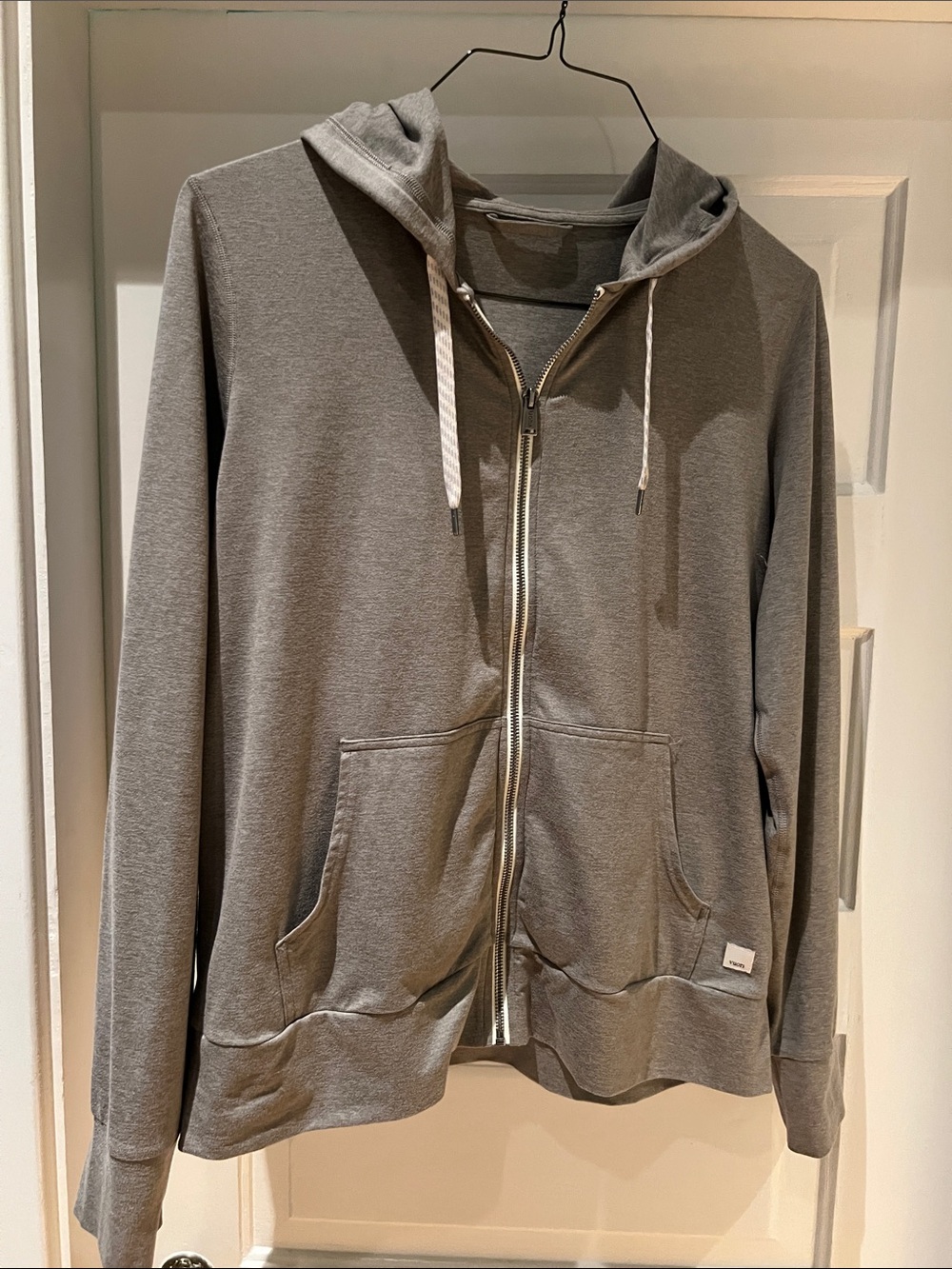 Vuori Heather Sage Gray Zip-Up Hoodie